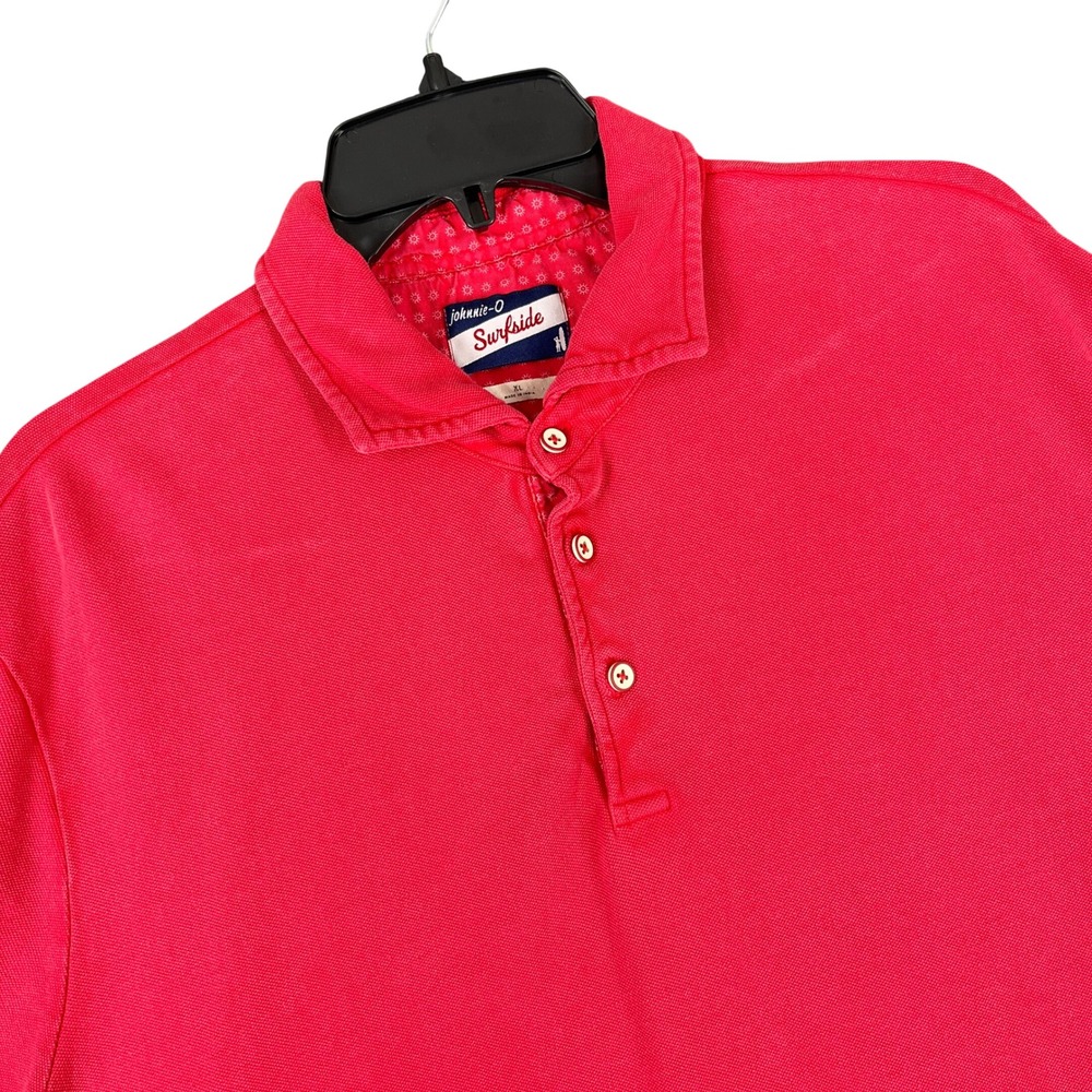 Johnnie-O Surfside Malibu Red Polo Shirt Pique Cotton Broken‎ In Worn XL Mens